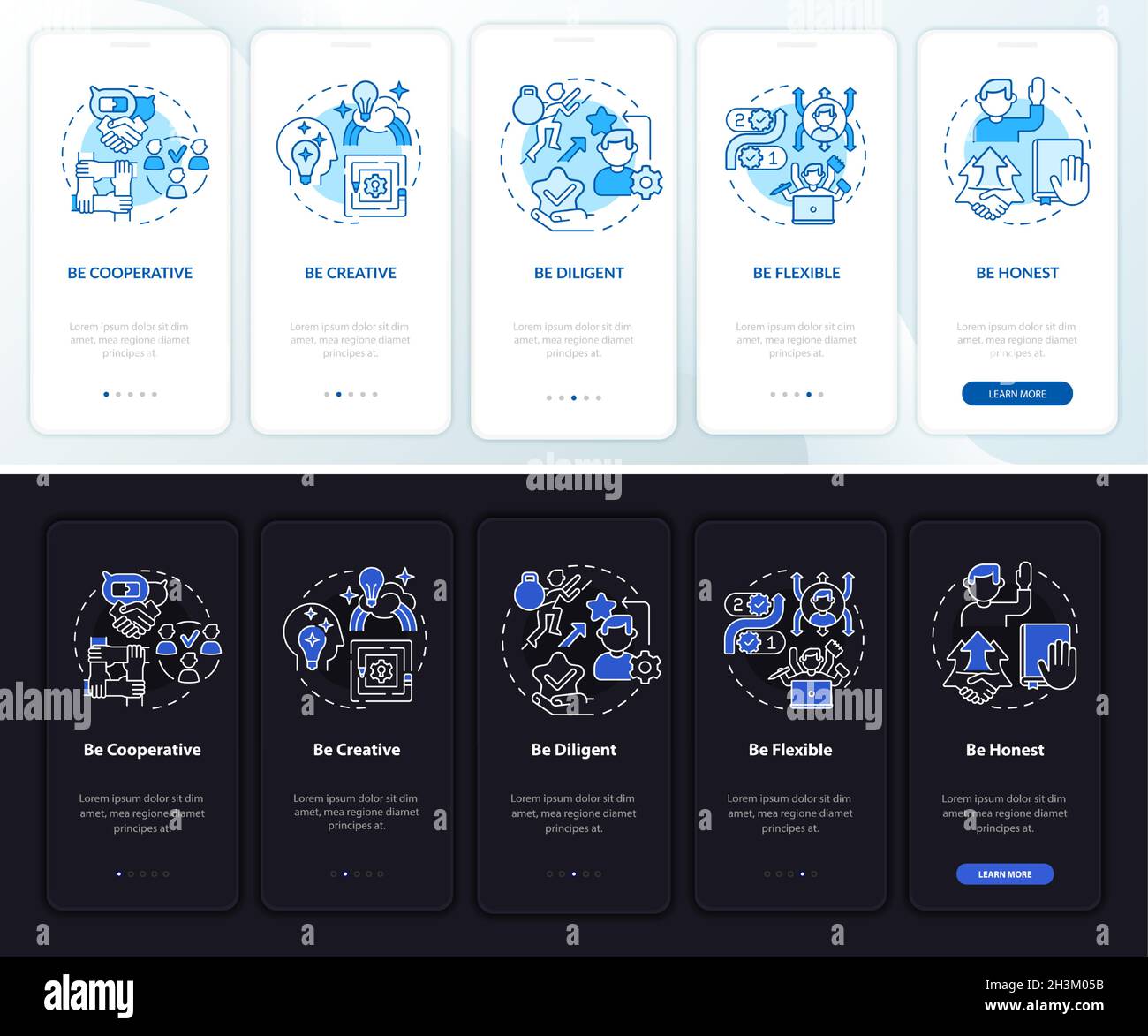 Worker career advancement onboarding mobile app page screen Stock Vector