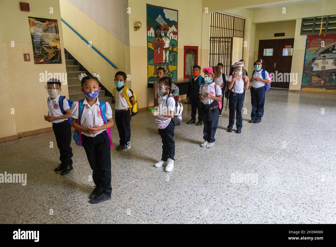 Return to classes in primary and high schools since the beginning of the pandemic, March 2020. Caracas. Venezuela Stock Photo