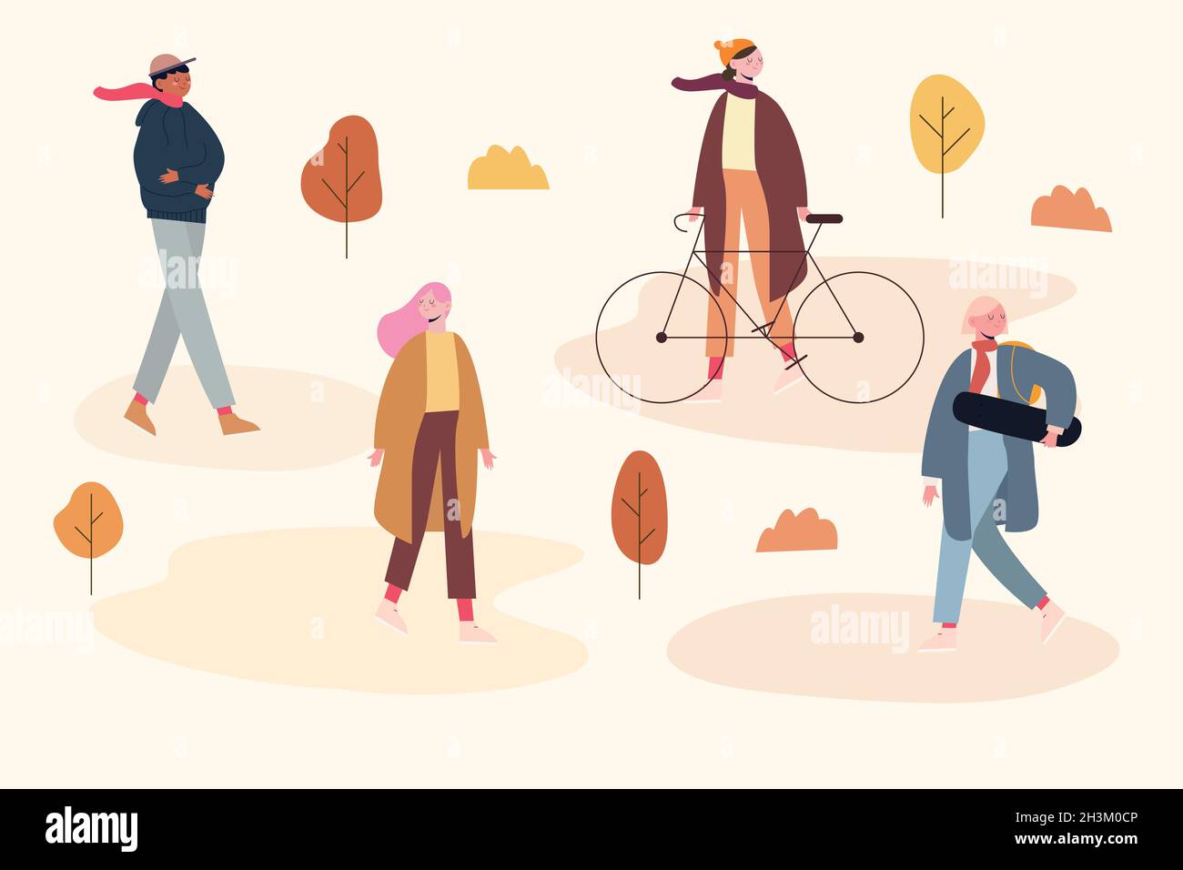 autumn activities park vector design illustration Stock Vector Image ...
