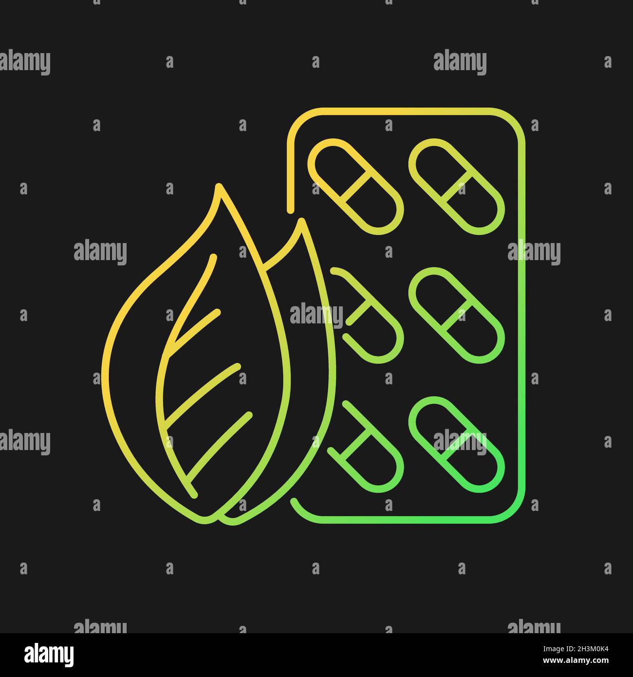 Herbal supplements gradient vector icon for dark theme Stock Vector