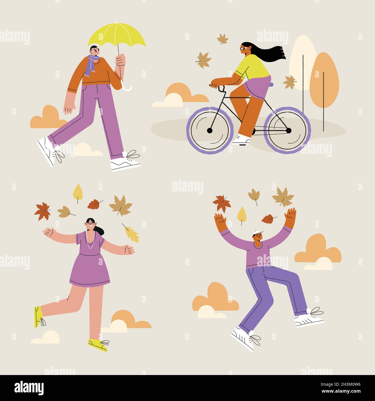 people autumn park doing different activities vector design illustration Stock Vector
