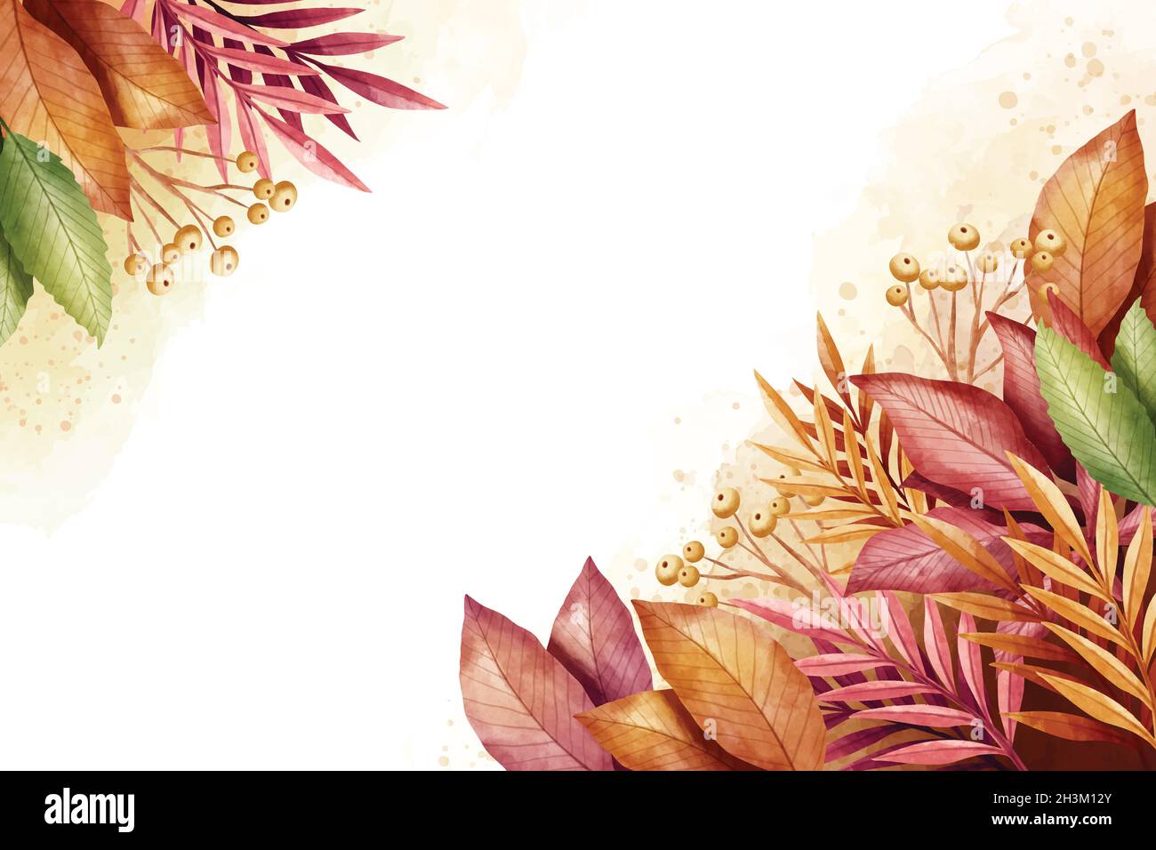 watercolor autumn background with empty space vector design ...