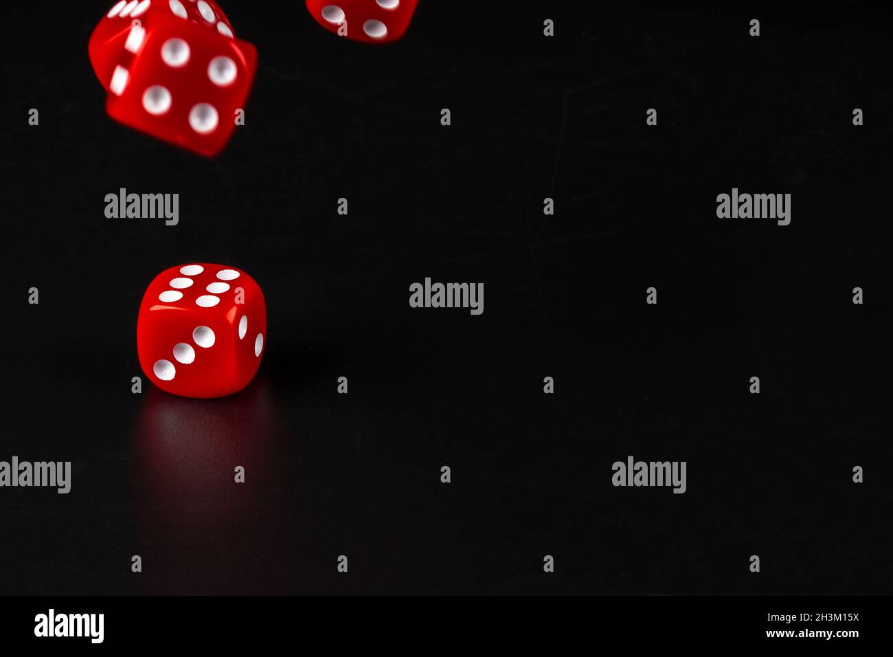 Group of dice close up on dark black background Stock Photo Alamy