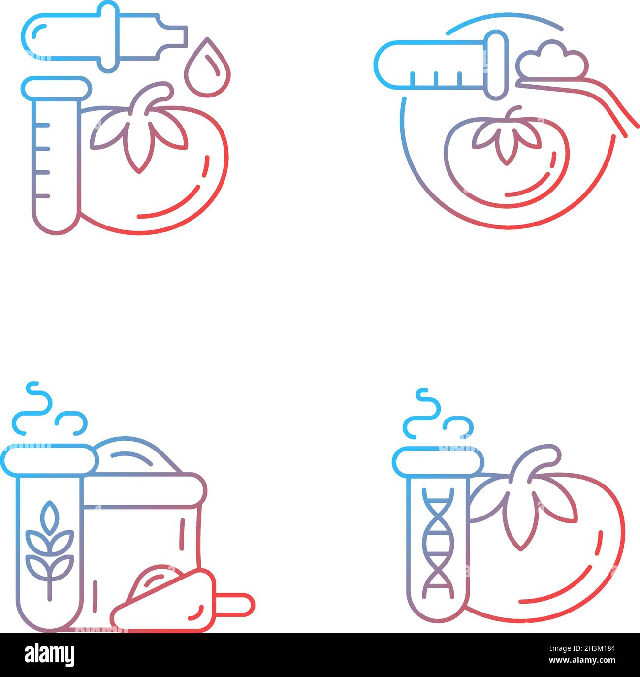 Artificial food additives gradient linear vector icons set Stock Vector