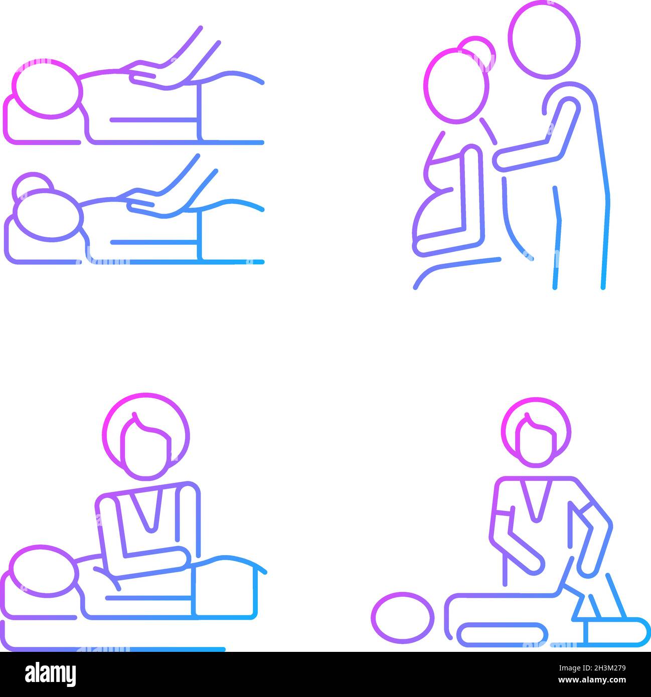 Relaxing spa experience gradient linear vector icons set Stock Vector
