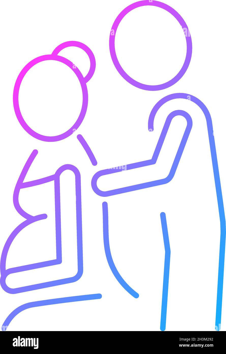 Pregnancy massage gradient linear vector icon Stock Vector