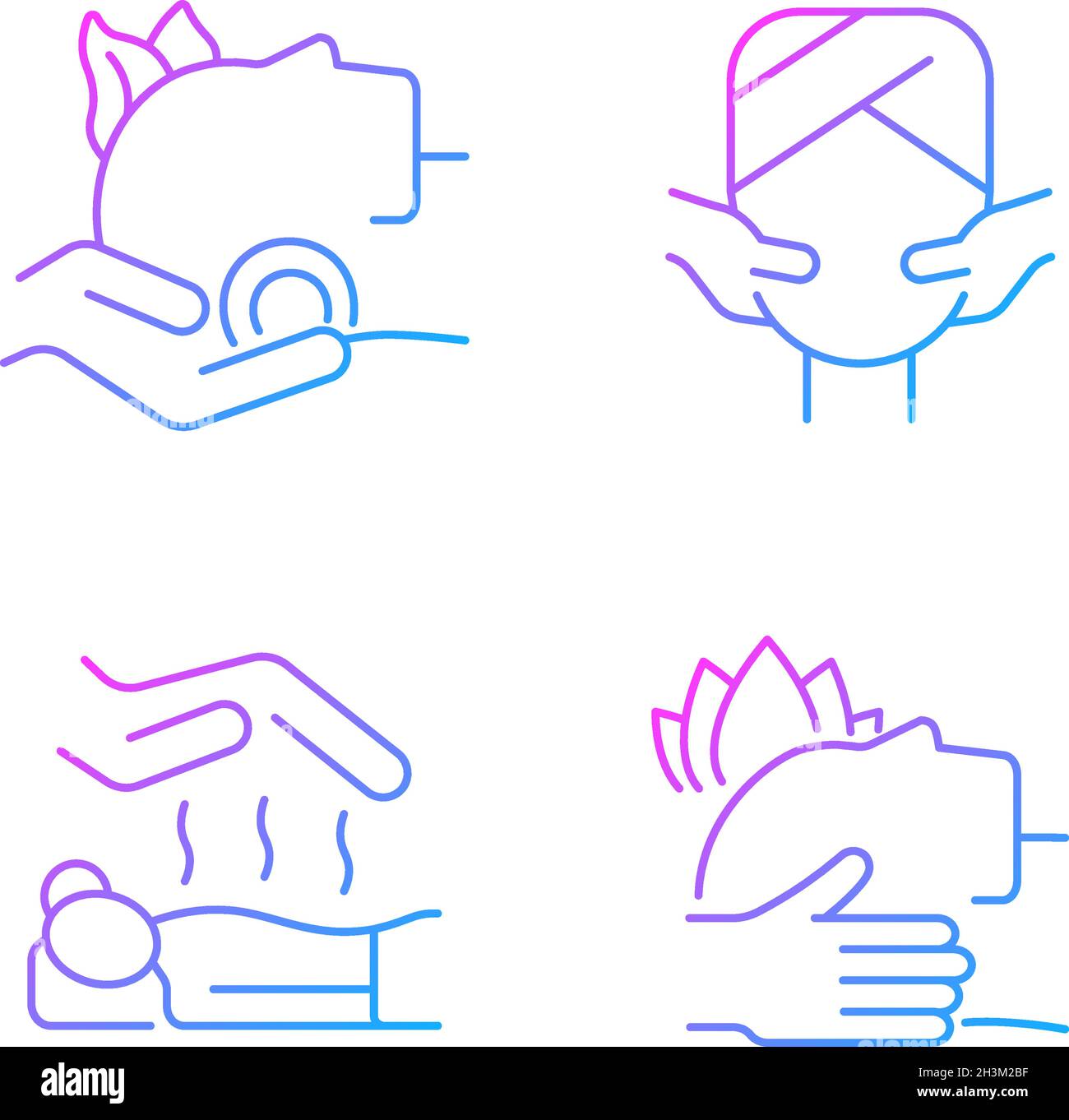 Facial and body treatments gradient linear vector icons set Stock Vector