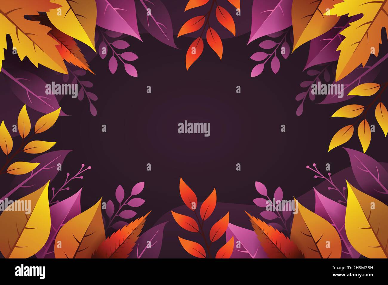 flat autumn background with leaves vector design illustration Stock ...