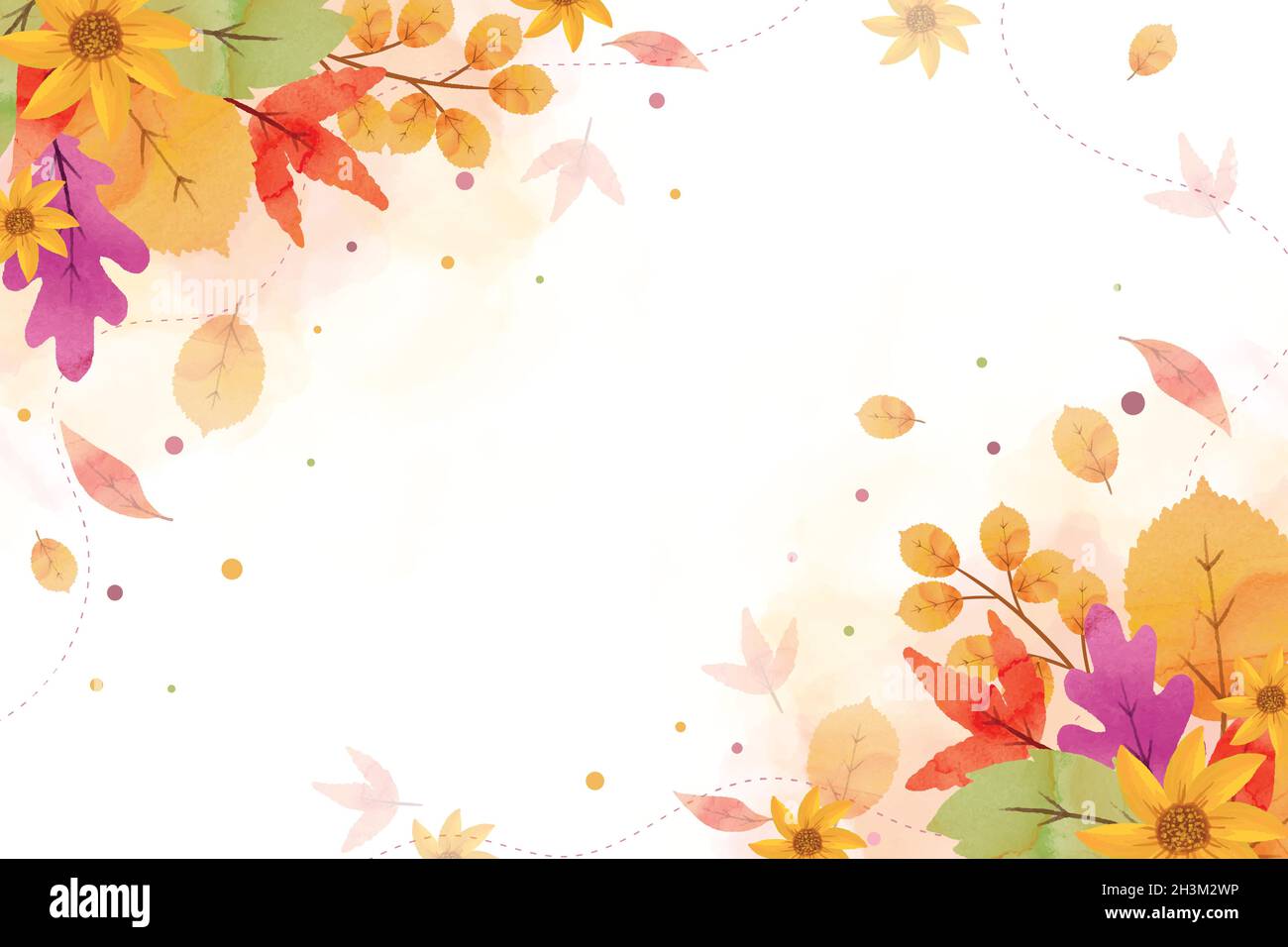 watercolor autumnal background with empty space vector design ...