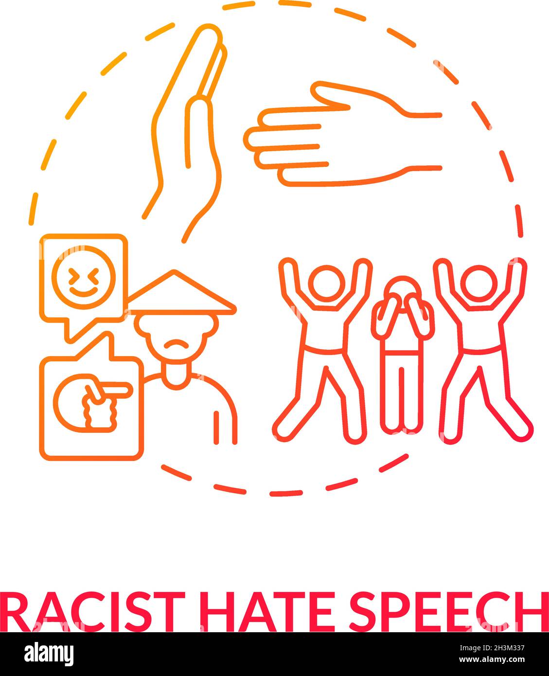 Racist hate speech red gradient concept icon Stock Vector