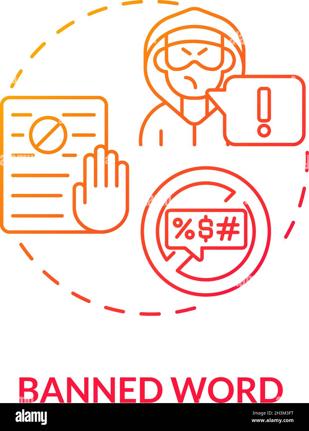 Banned word red gradient concept icon Stock Vector Image & Art Alamy