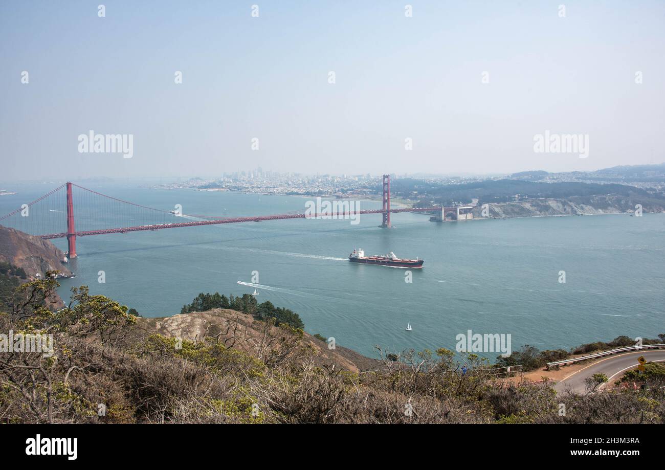 Classic view of the Golden Gate Bridge, San Francisco, California, U.S.A Stock Photo