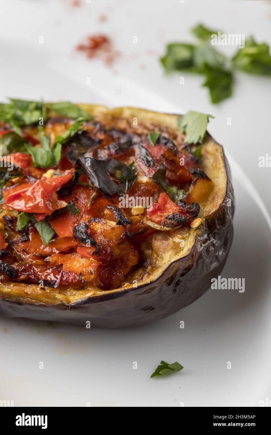 Grilled stuffed eggplant a turkish dish Stock Photo Alamy