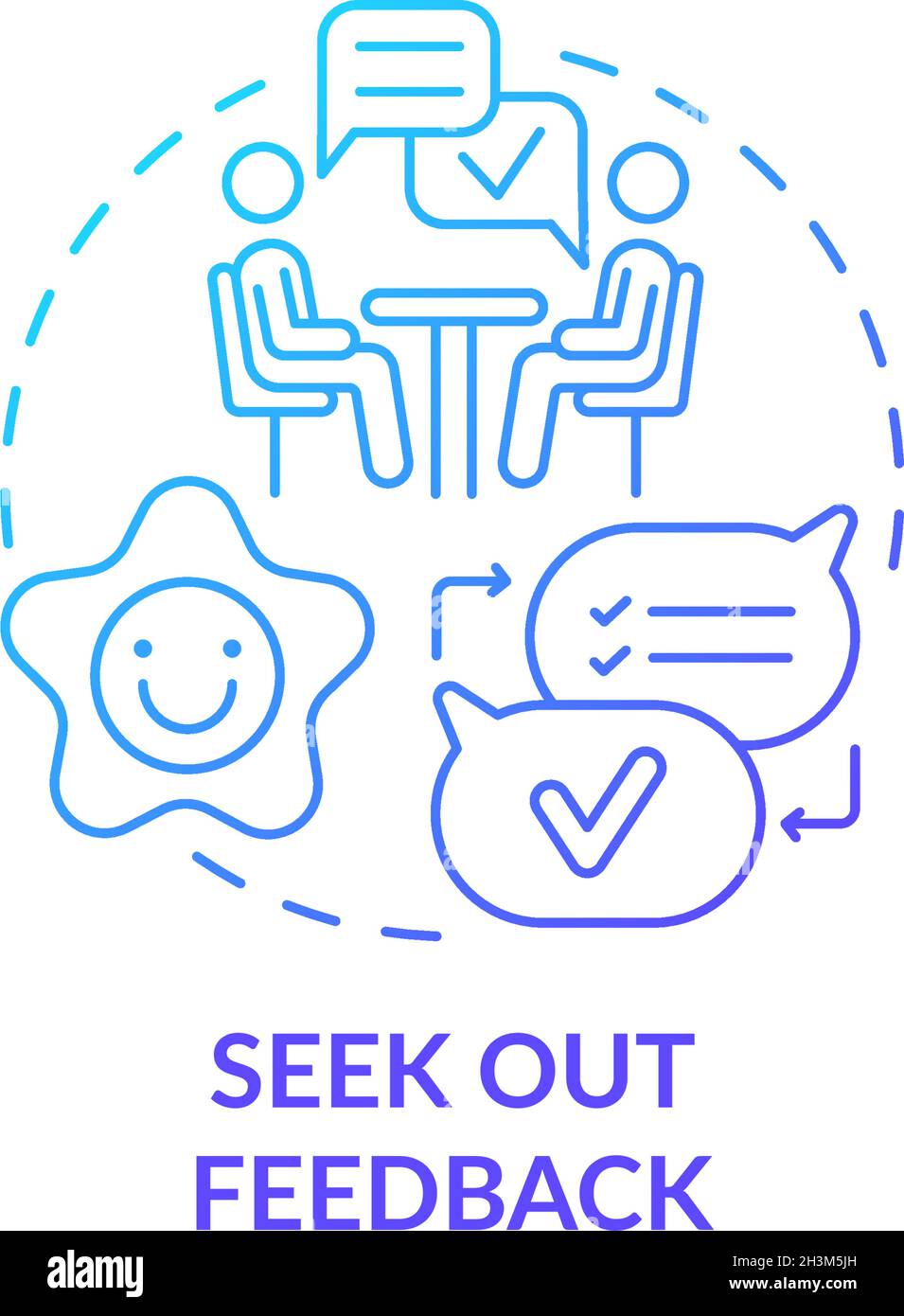 Seek out feedback blue gradient concept icon Stock Vector