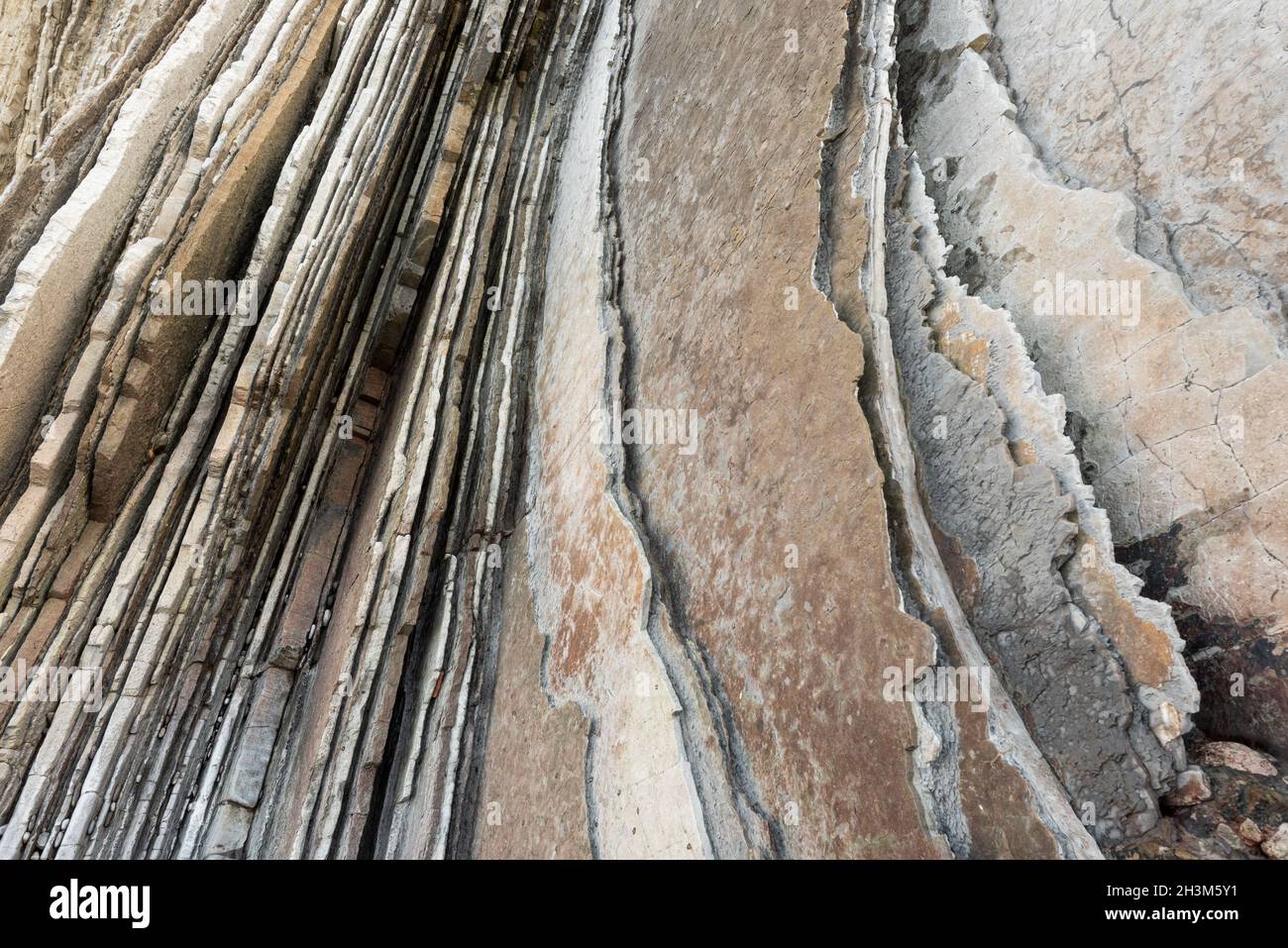 Basque Stone Texture Rock strata, geological texture background detail in Zumaia, Basque ...