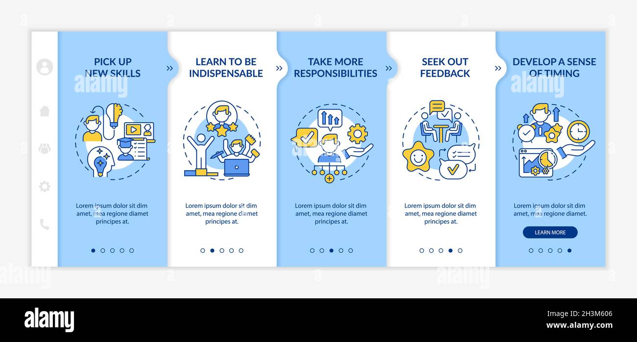 Career advancement steps onboarding vector template Stock Vector