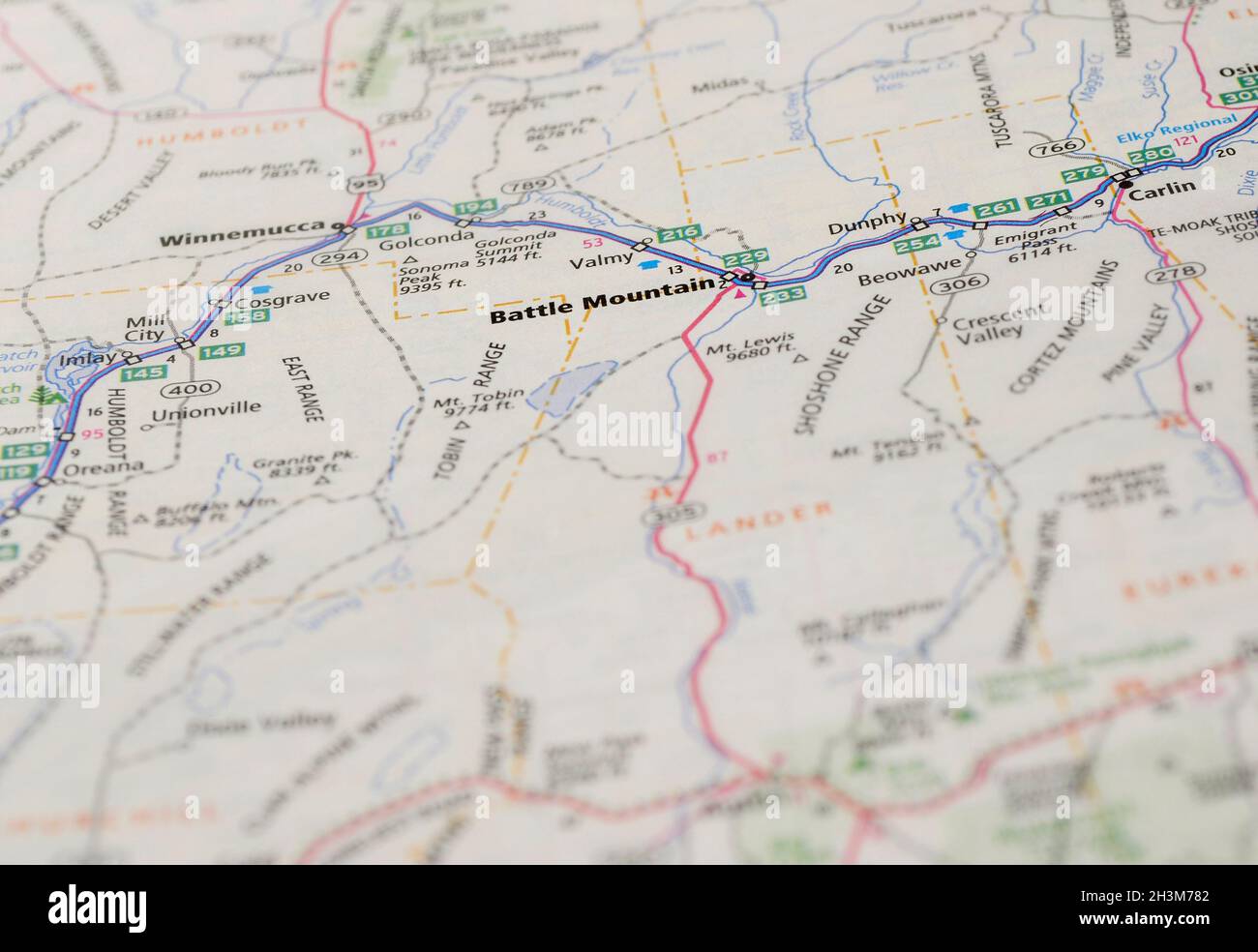 Map of the city of Battle Mountain, NV Stock Photo Alamy