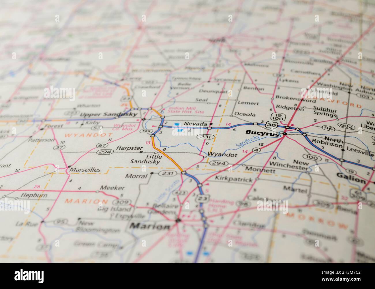Map of the city of Bucyrus, OH Stock Photo Alamy