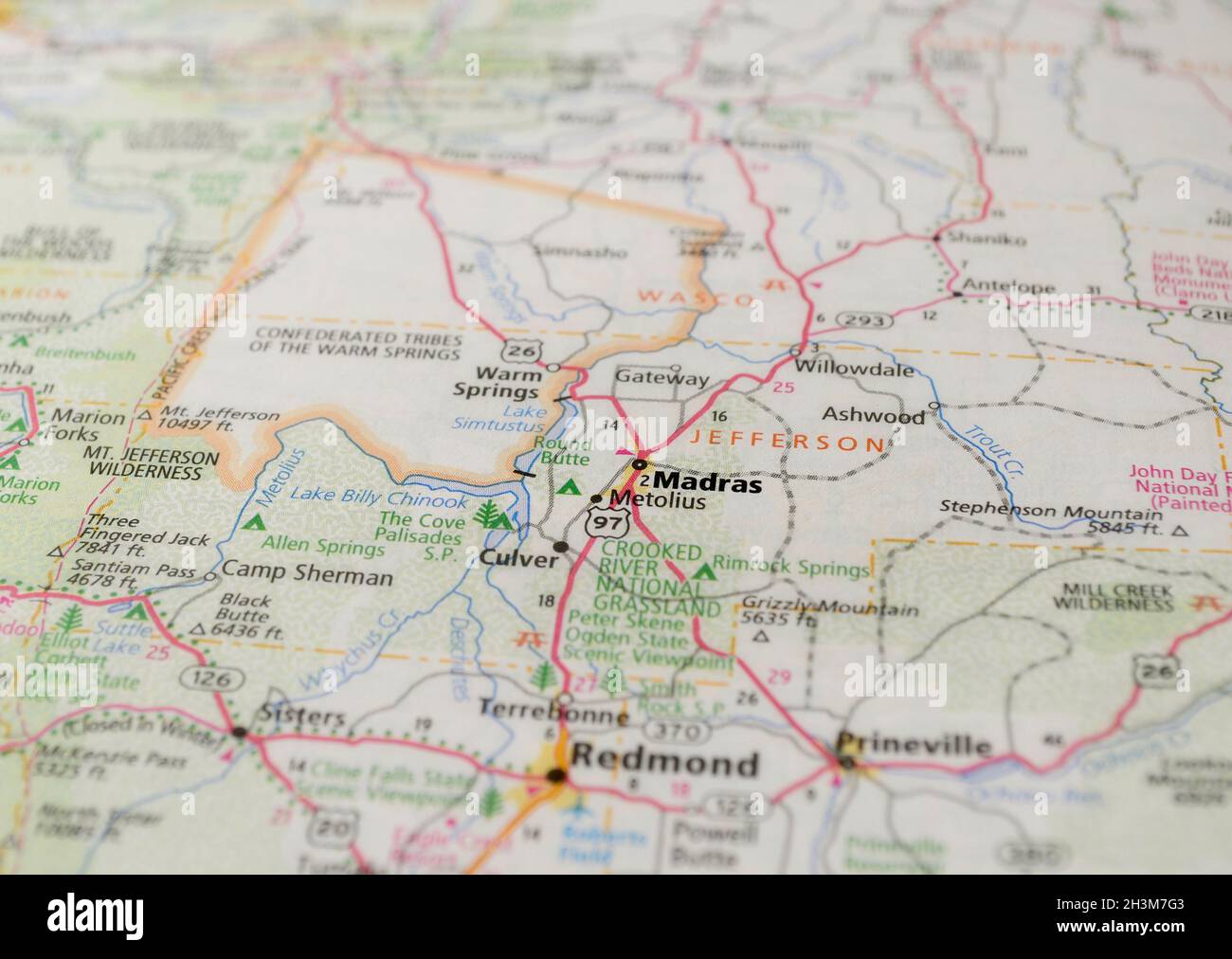 Map of the city of Madras, OR Stock Photo Alamy