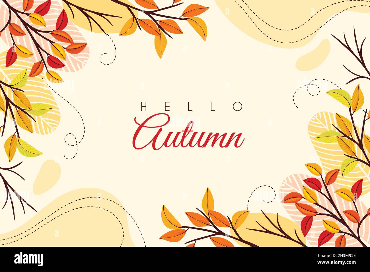 hello autumn hand drawn background vector design illustration Stock Vector