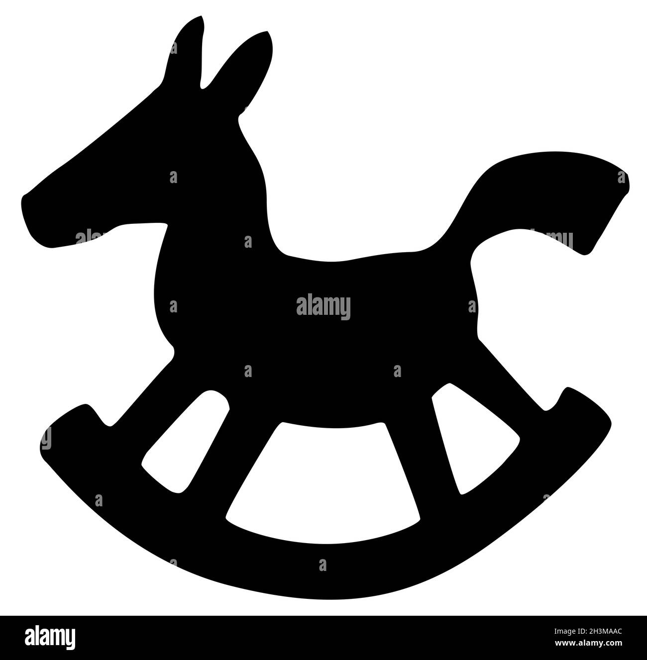 Rocking horse toy stencil black, vector illustration, horizontal
