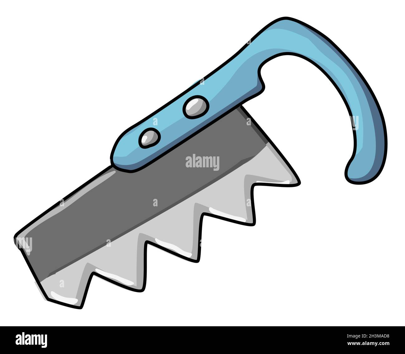 Saw small cartoon color drawing, vector illustration, horizontal, over