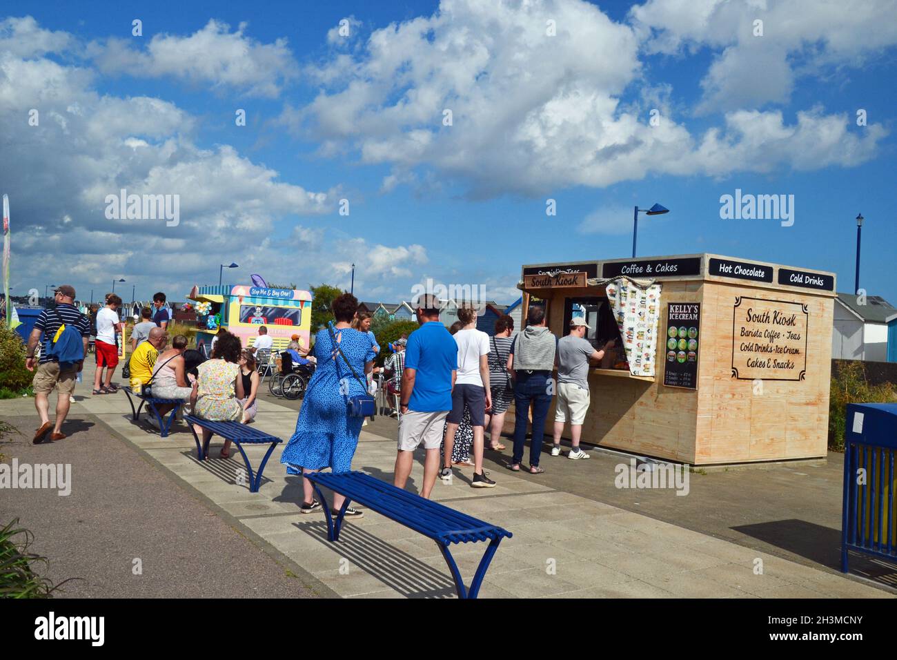 Food kiosks in Martello Park, Felixstowe Seafront, Suffolk, England, UK Stock Photo