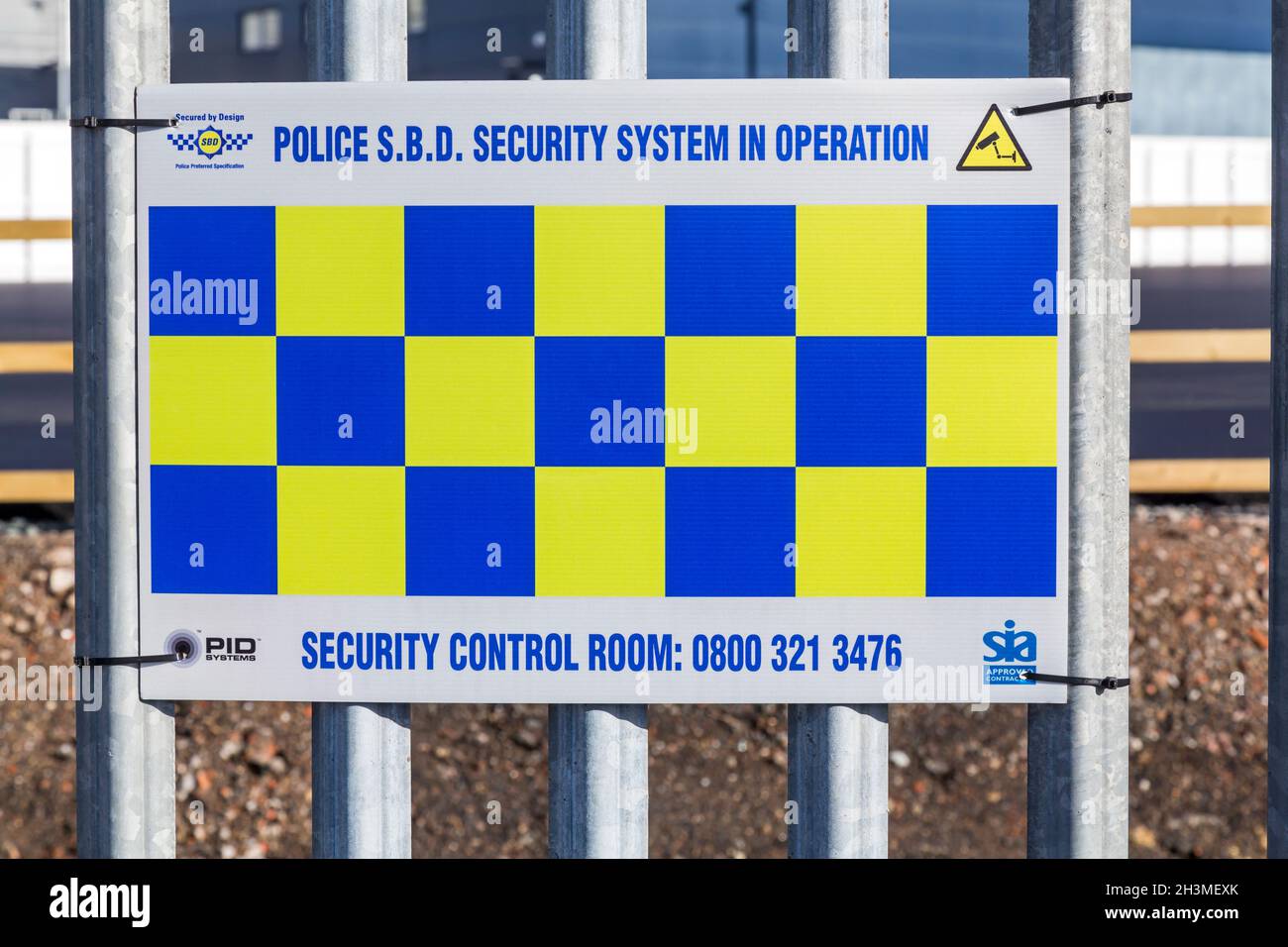A Police SBD Security System In Operation sign, Glasgow, Scotland, UK