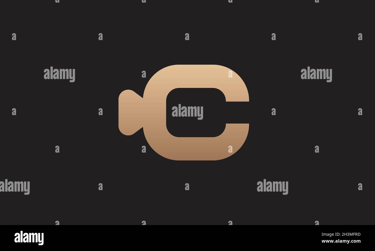 Alphabet C or Video Camera abstract monogram vector logo template Stock Vector