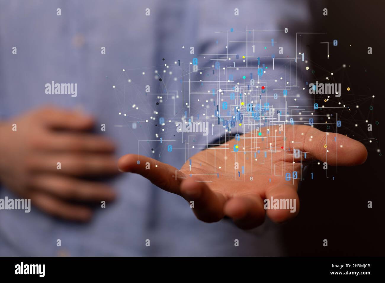 3D render big data visualization background, Abstract technology in a ...