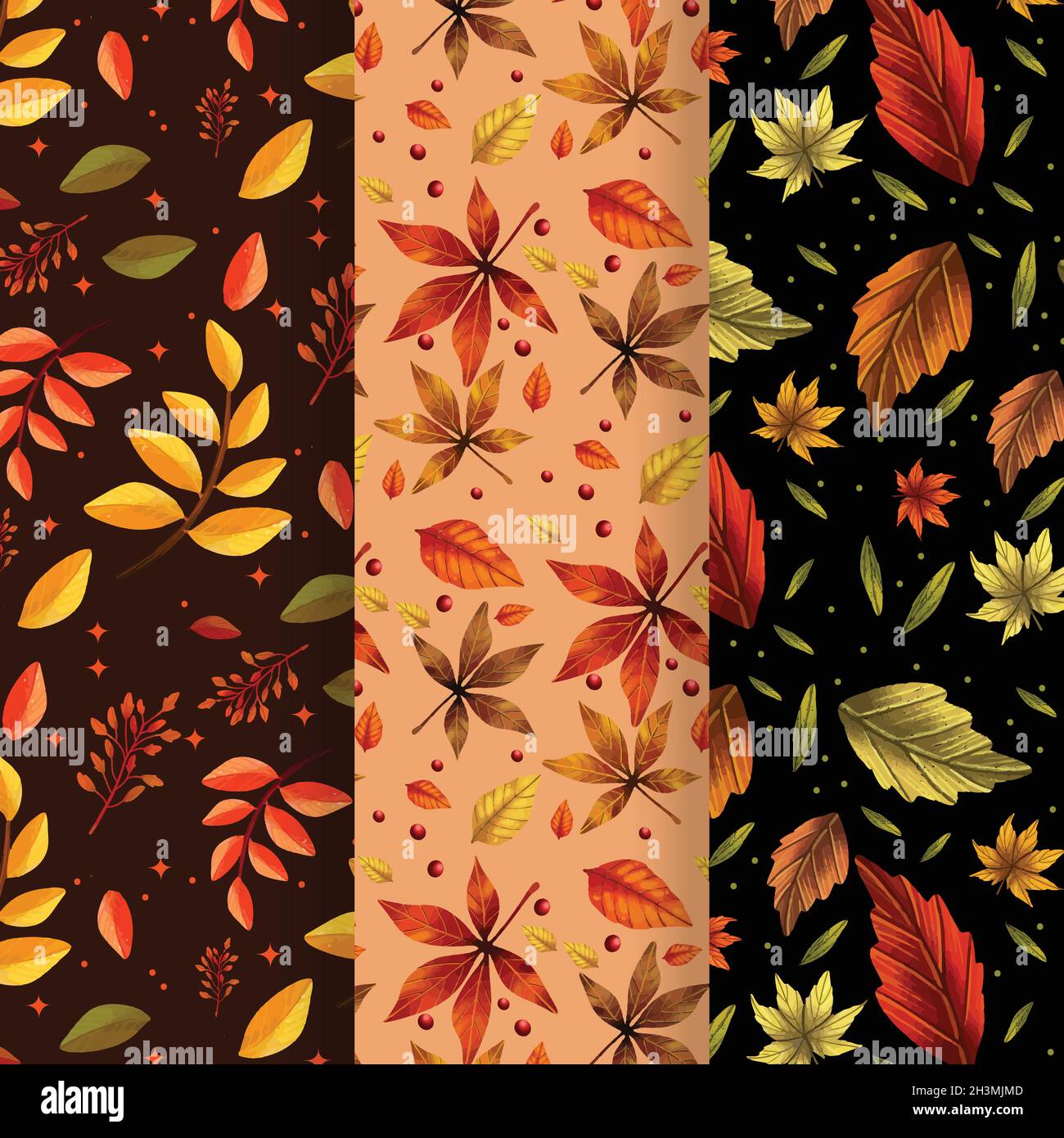 hand drawn autumn pattern collection vector design illustration Stock Vector