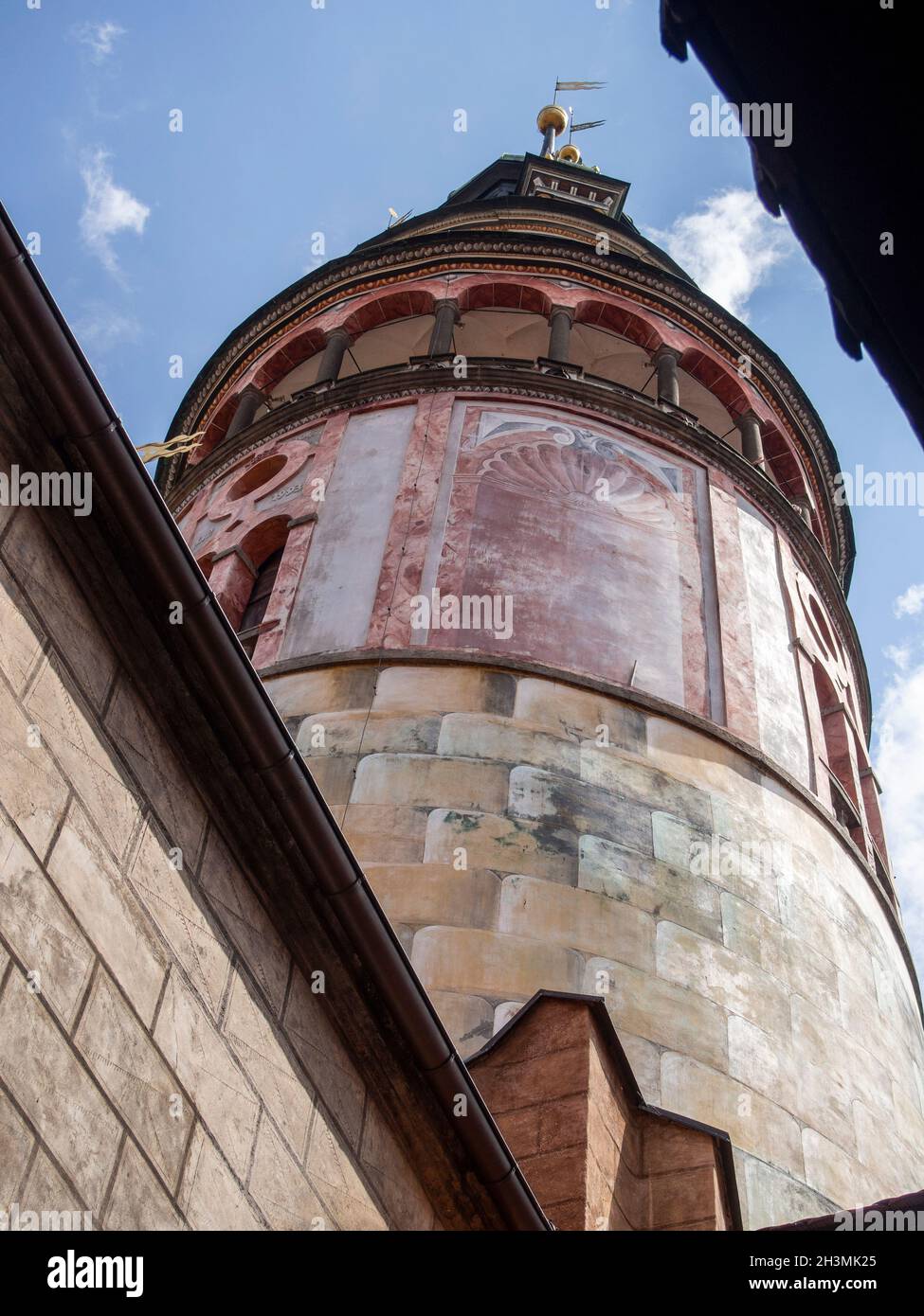 Český Krumlov Castle Tower from below This high round renaissance