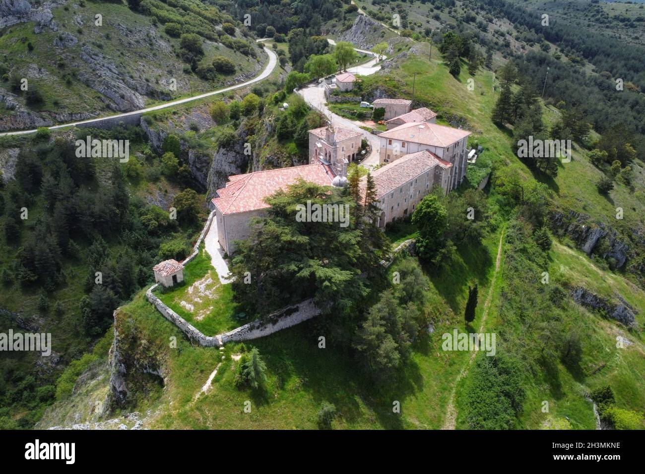 Aerial view of Santa Casilda shrine, La Bureba, Burgos province, Castile-Leon. Stock Photo
