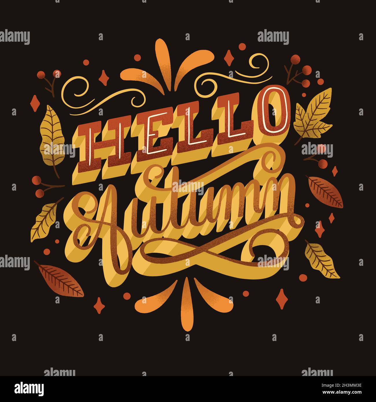 hello autumn lettering vector design illustration Stock Vector Image ...