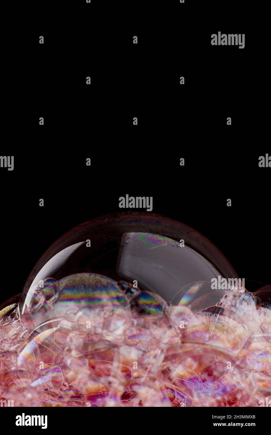 Soap foam on black background Stock Photo