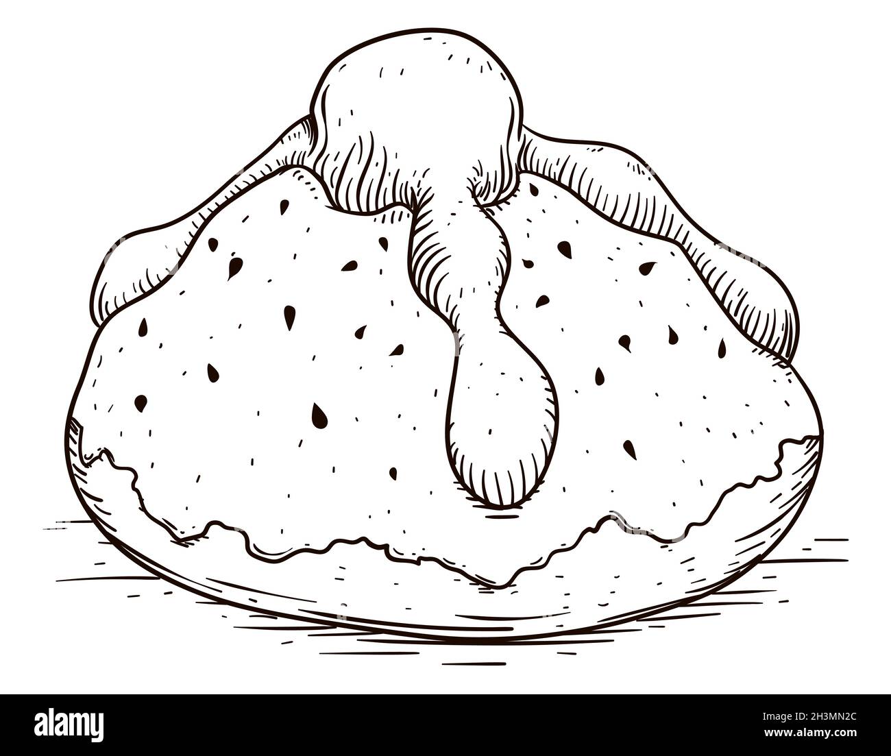 Delicious Mexican Bread of the Dead -or 'pan de muerto'-, in hand drawn style. Stock Vector