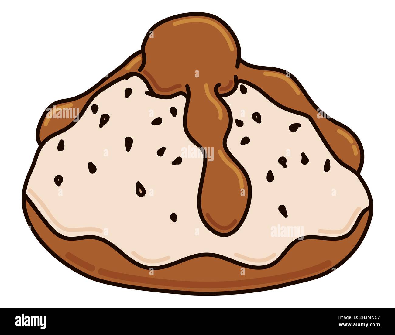 View of delicious 'Bread of the Dead' in flat style and outlines, ready for the Mexican celebration of Day of the Dead. Stock Vector