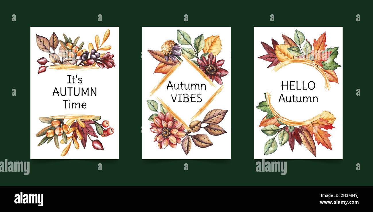 autumn card collection vector design illustration Stock Vector Image ...