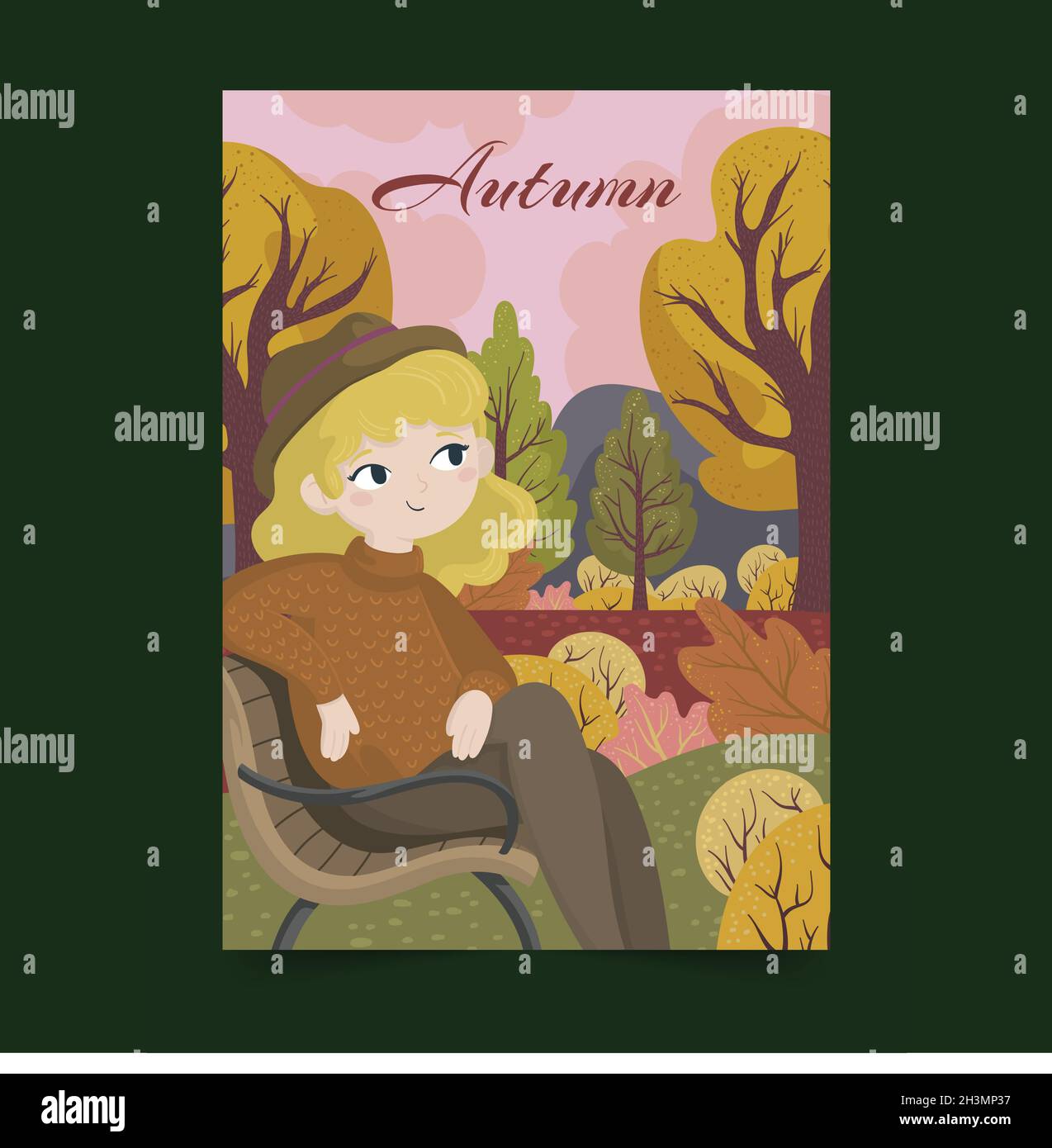 illustrated autumn season poster vector design illustration Stock ...