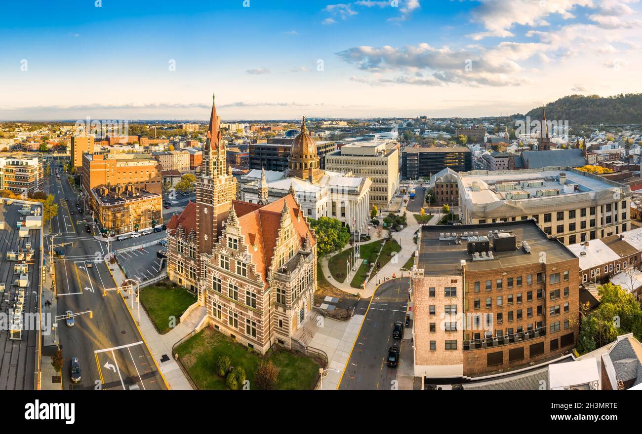 Aerial cityscape of Paterson, New Jersey Stock Photo