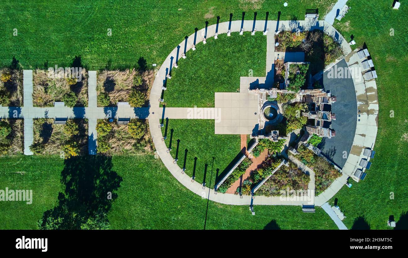 Aerial looking down on park monument of old ruins Stock Photo - Alamy