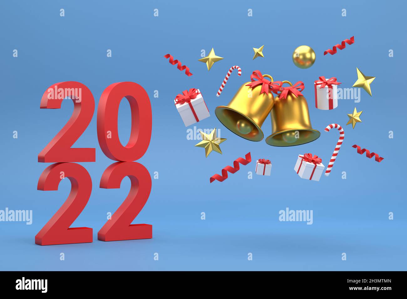 Bell Ambulance Christmas Party 2022 Pictures 3D. 2022 Christmas Bell And Gift Box In The Celebration Of Christmas On A  Blue Background Stock Photo - Alamy