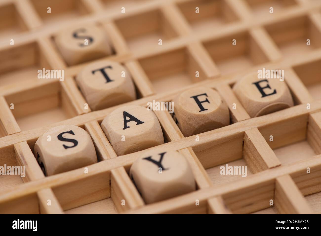 Word cloud for stay safe Stock Photo