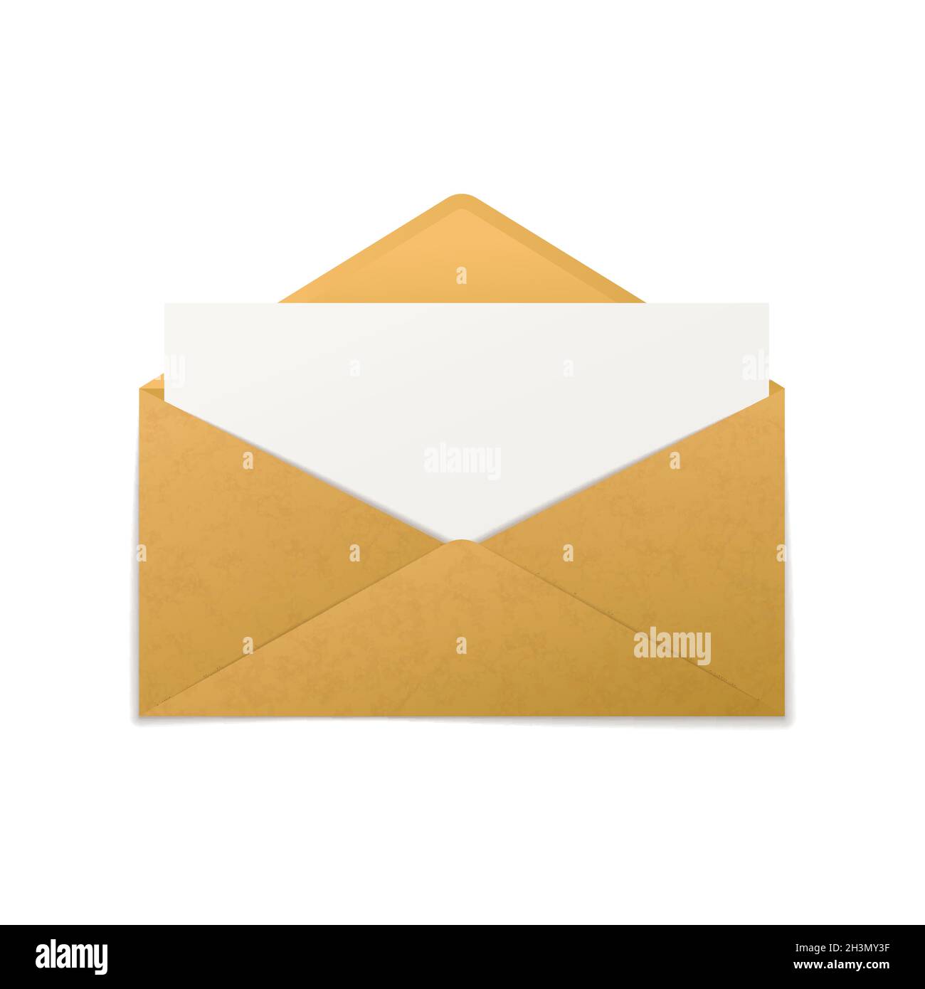 Realistic brown kraft paper envelope with letter isolated on white