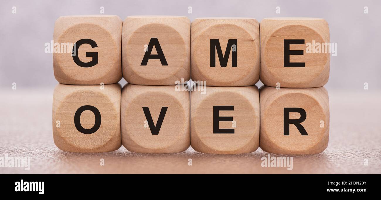 Game over printed on wooden cubes Stock Photo