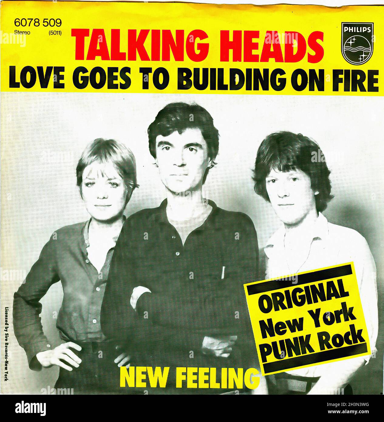 Vintage Vinyl Recording - Talking Heads - Love Goes To Building On Fire - D - 1977 Stock Photo