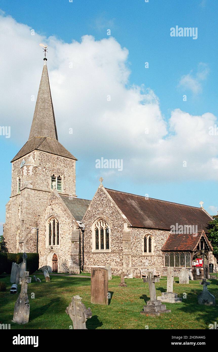 St Nicolas church at Chislehurst, Kent, in the London Borough of Bromley Stock Photo