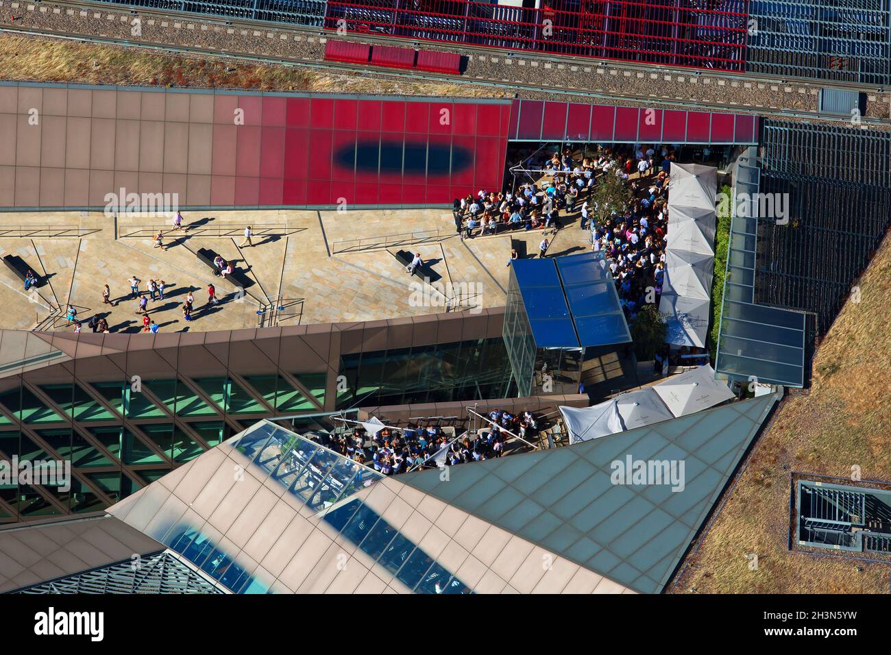 UK, London, Aerial view of Number One New Change Rooftop Bar at St. Paul's Stock Photo