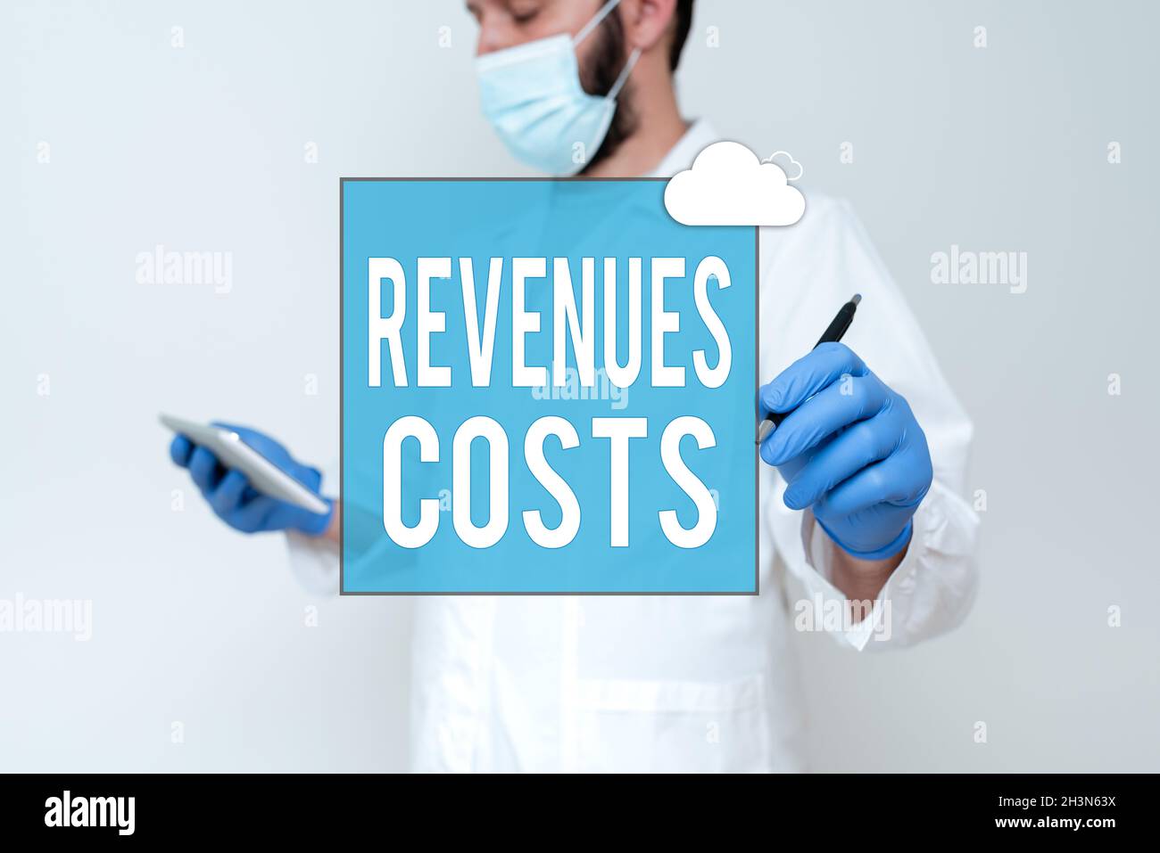 Conceptual display Revenues Costs. Business overview Total amount of money in Manufacturing and Delivery a product Scientist Demonstrating New Stock Photo