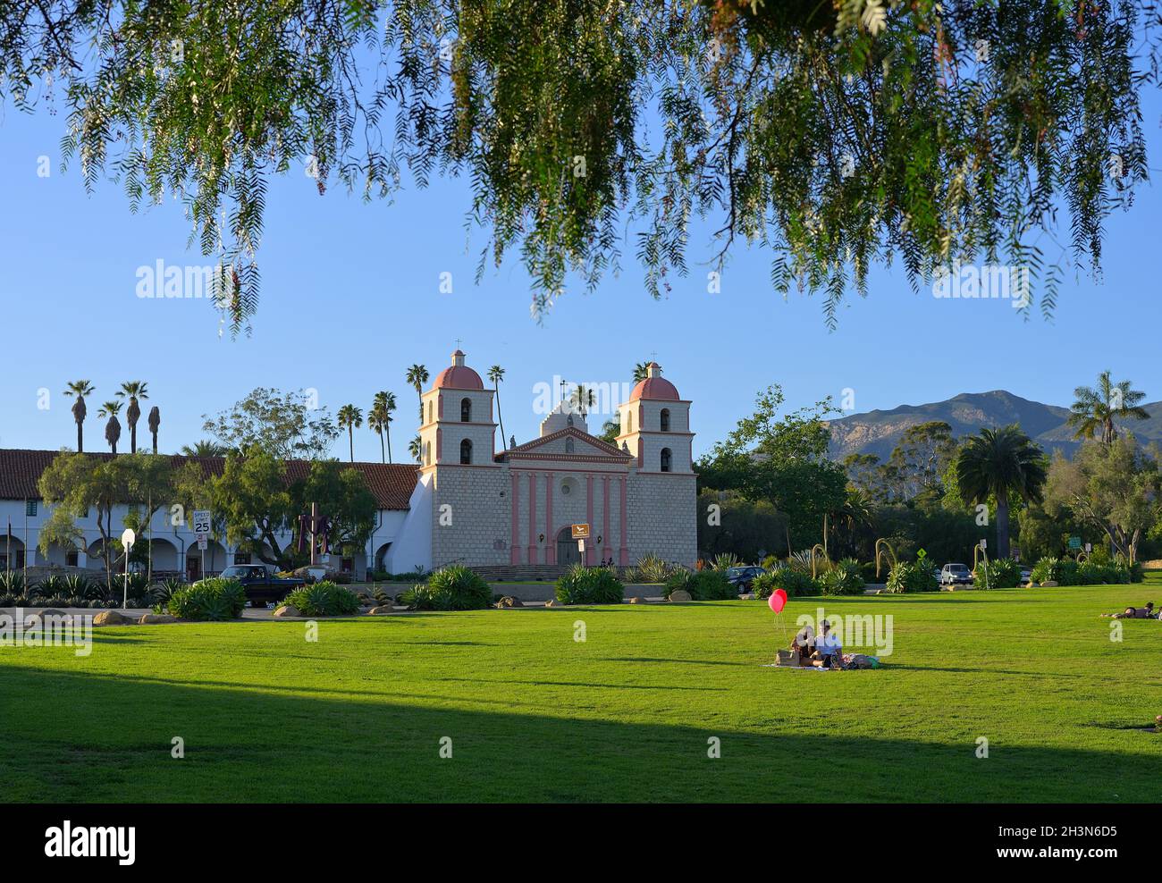 The historic Mission founded in 1786, Santa Barbara CA Stock Photo